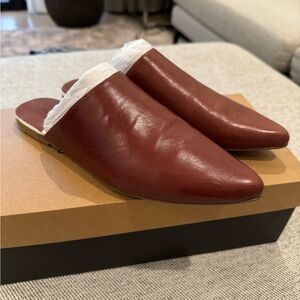 NEW Kelsi Dagger Brooklyn Pointy Leather Mule, Brown, Cider, Size 7.5